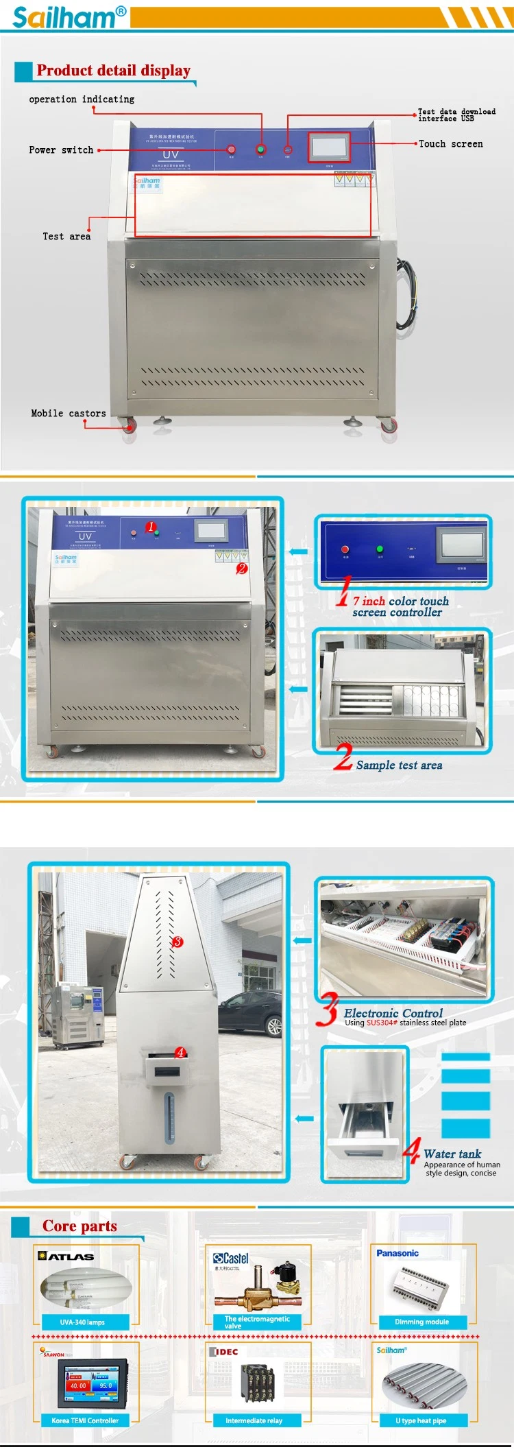 Automatic UV Accelerated Aging Test Chamber with LCD Touch Screen for Plastic