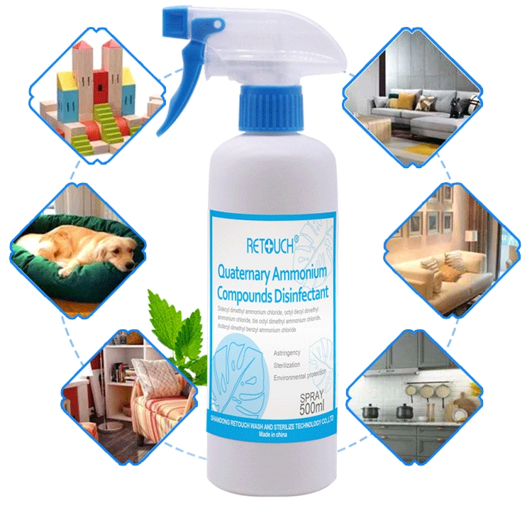 Surface Cleaning Disinfectant Spray with Quaternary Ammonium Salt Antiseptic Ethanol-Free for Household School Cleaning
