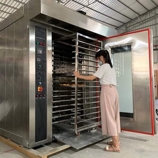 Commercial Industrial Machinery Big 32 64 Trays Bakery Equipment Bakery Machine Baking Bread Cake Biscuit Cookie Pizza Electric Rotary Oven with Trolley